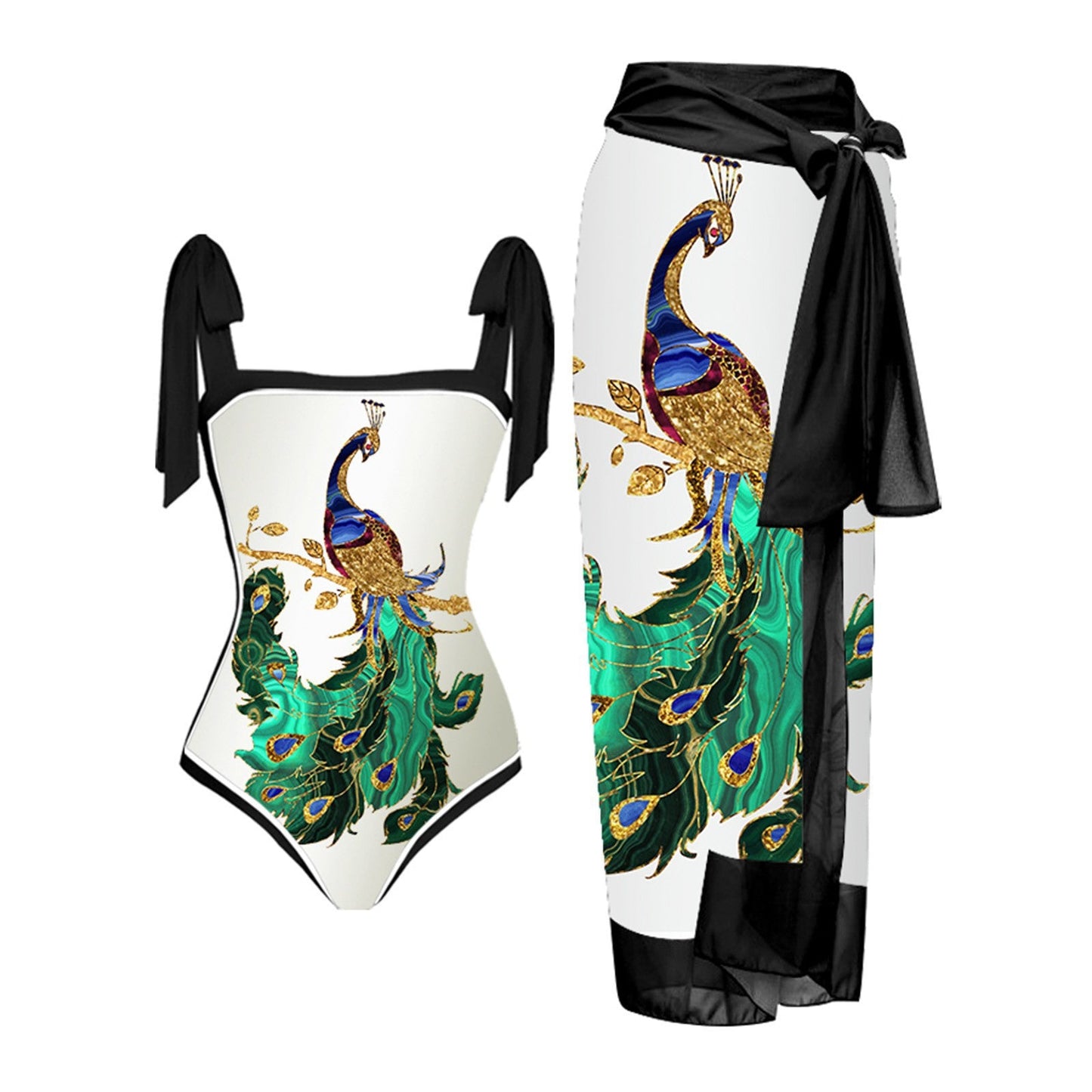 Womens Printed One-Piece Swimsuit Set