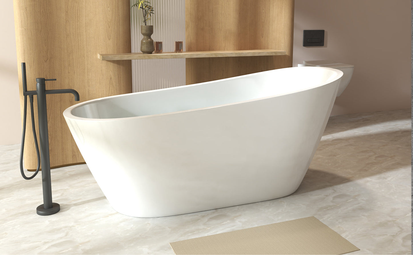 59" Special-Shaped Freestanding Slipper Bathtub in Gloss