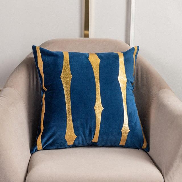2021 Fashion Striped Pillowcase Festival Home Bronzing Square Decorative Throw Pillow Cover With Gold Striped Cushion Cases Modern Luxury Pillowcases Cushion Cover Soft Fabric Pillow Cases Decorative 45x45CM