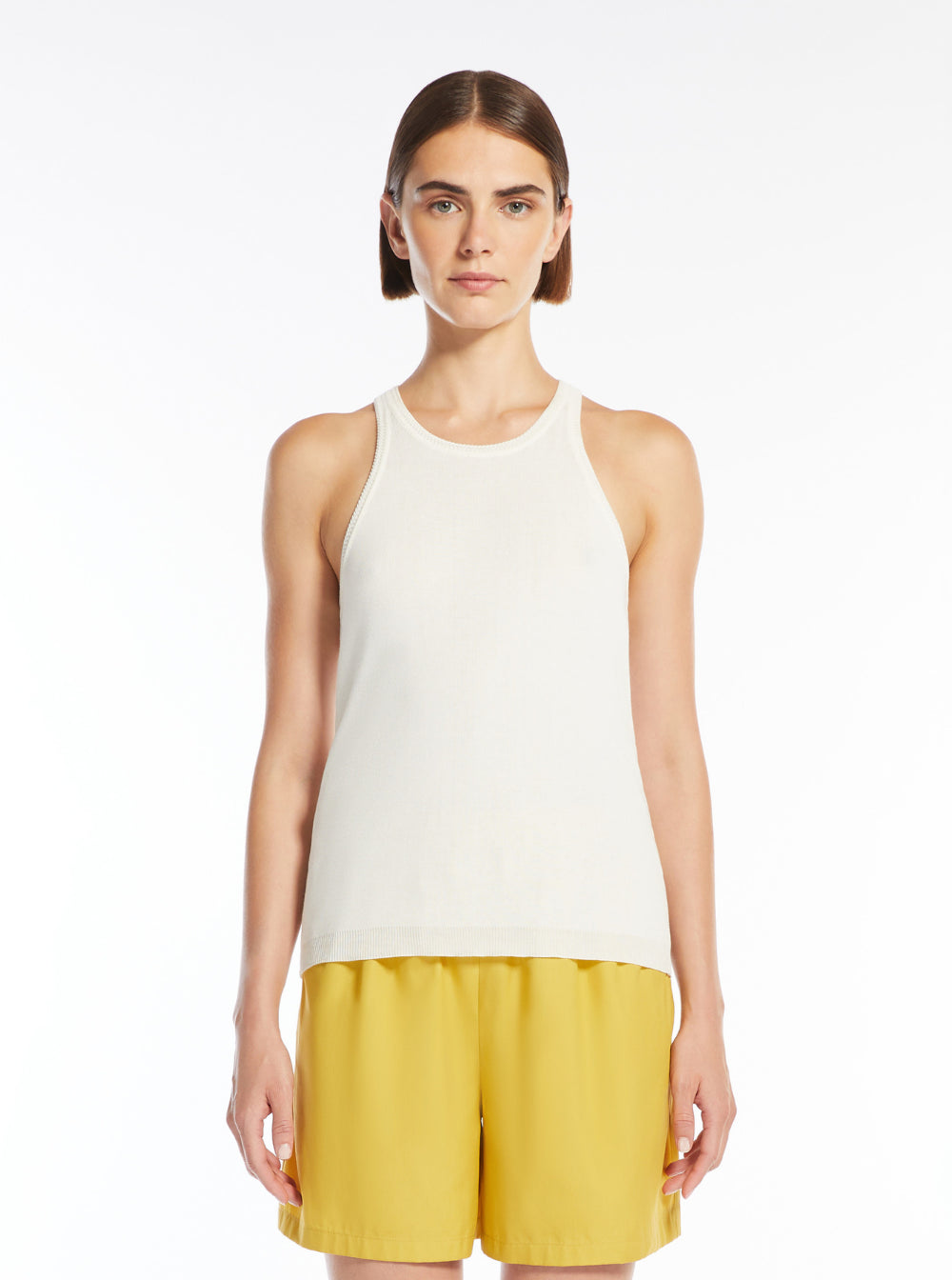 Max Mara Women 'Arness' White Sleeveless Top With Halterneck In Cotton Woman