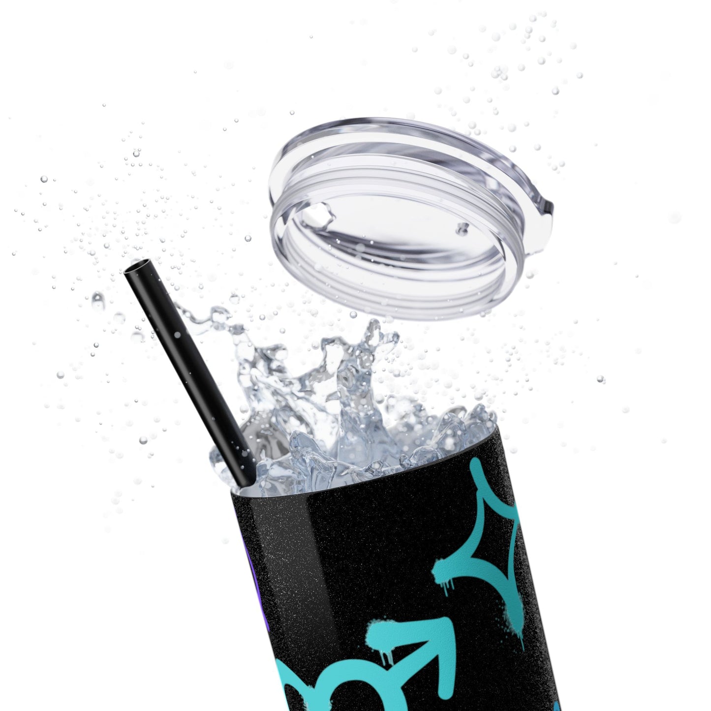 Trendy Skinny Tumbler with Straw, 20oz | Unique Graffiti Style Drinkware for Teens, Gifts, Parties, and Everyday Use