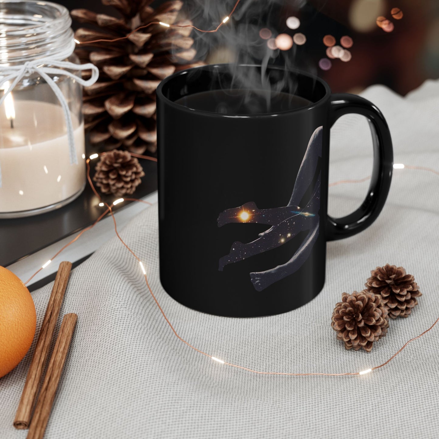 Cosmic Lover Black Mug - Unique Celestial Design, Inspiration for Stargazers, Gift for Space Lovers, All Occasions, Coffee Lover’s Must-Have