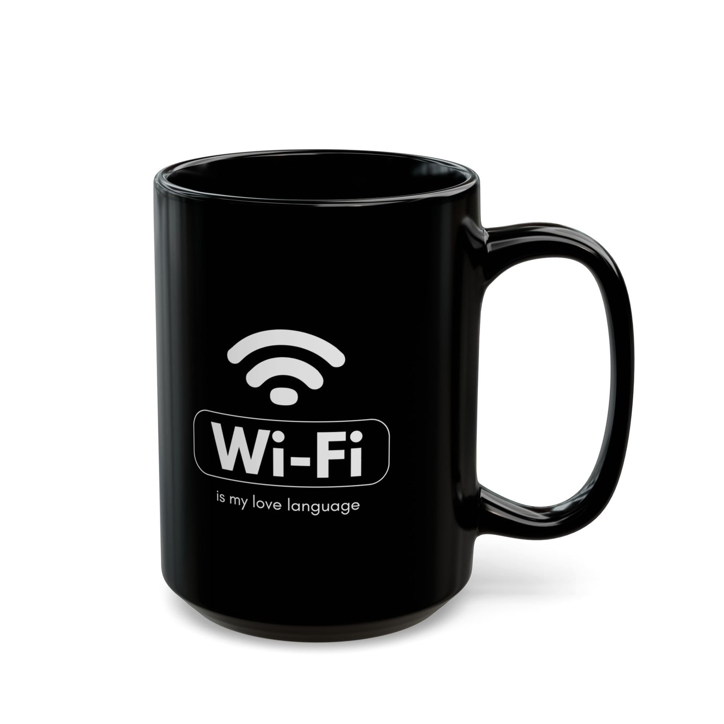 Wi-Fi Love Language Mug | Black Coffee Cup for Tech Lovers, Gift for Her, Him, Birthday, Programmer, Valentine's Day