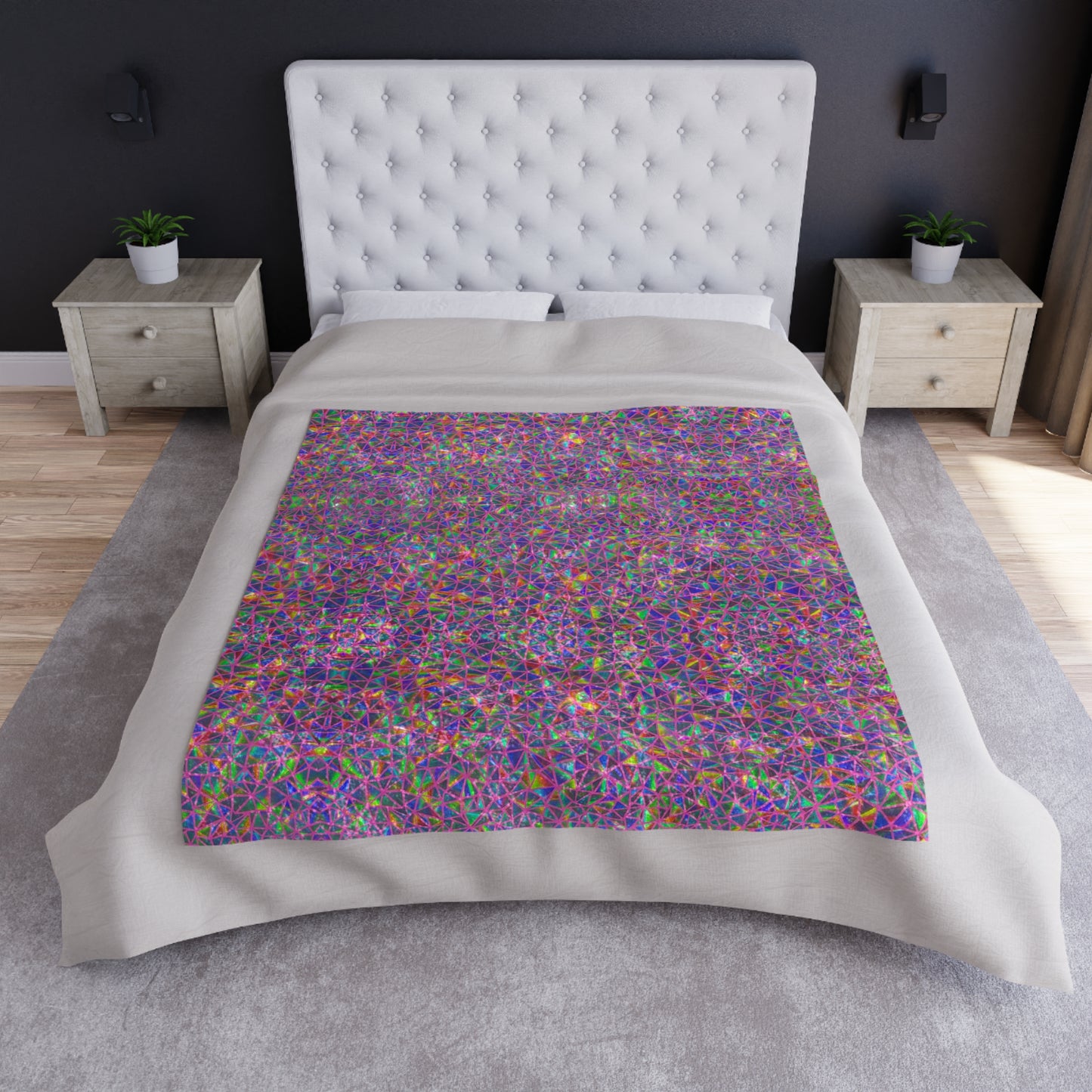 Crushed Velvet Blanket — Psychedelic Purple Abstract Plush Throw