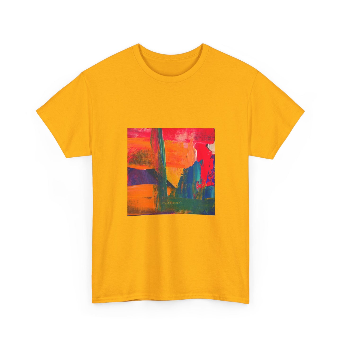 Vibrant Art Bird of Paradise Painting Tee for Creative Souls, Unisex Heavy Cotton T-Shirt, Artistic Gift