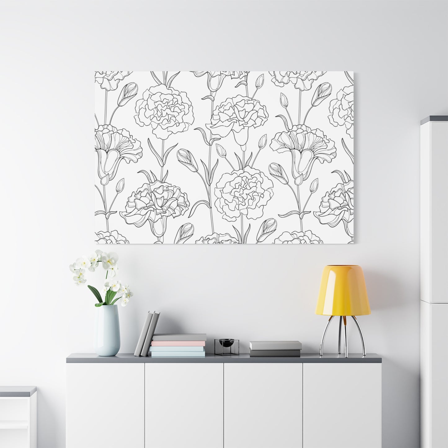 Floral Canvas Art, Stretched Wall Decor, Home Gift, Botanical Print, Modern Design, Matte Finish