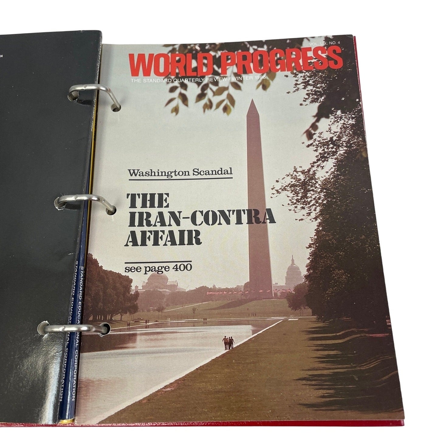 Vintage 1986 World Progress Yearbook Binder Iran Contra Imelda Marcos Collection