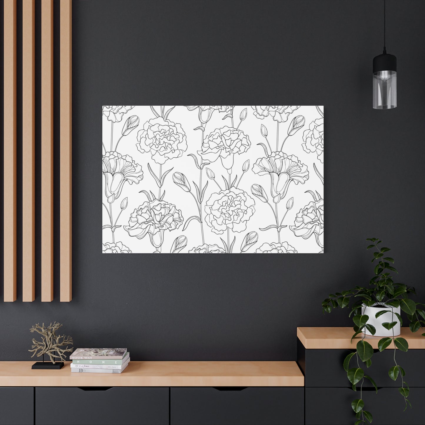 Floral Canvas Art, Stretched Wall Decor, Home Gift, Botanical Print, Modern Design, Matte Finish