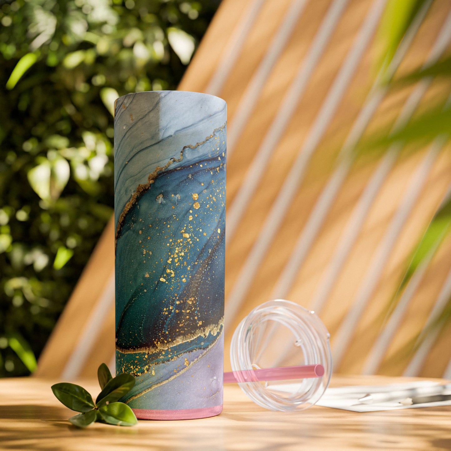 Elegant Blue Marble Skinny Tumbler, 20oz - Stylish Drinkware for Daily Use, Gifts, Celebrations, Eco-Friendly, Travel Mug