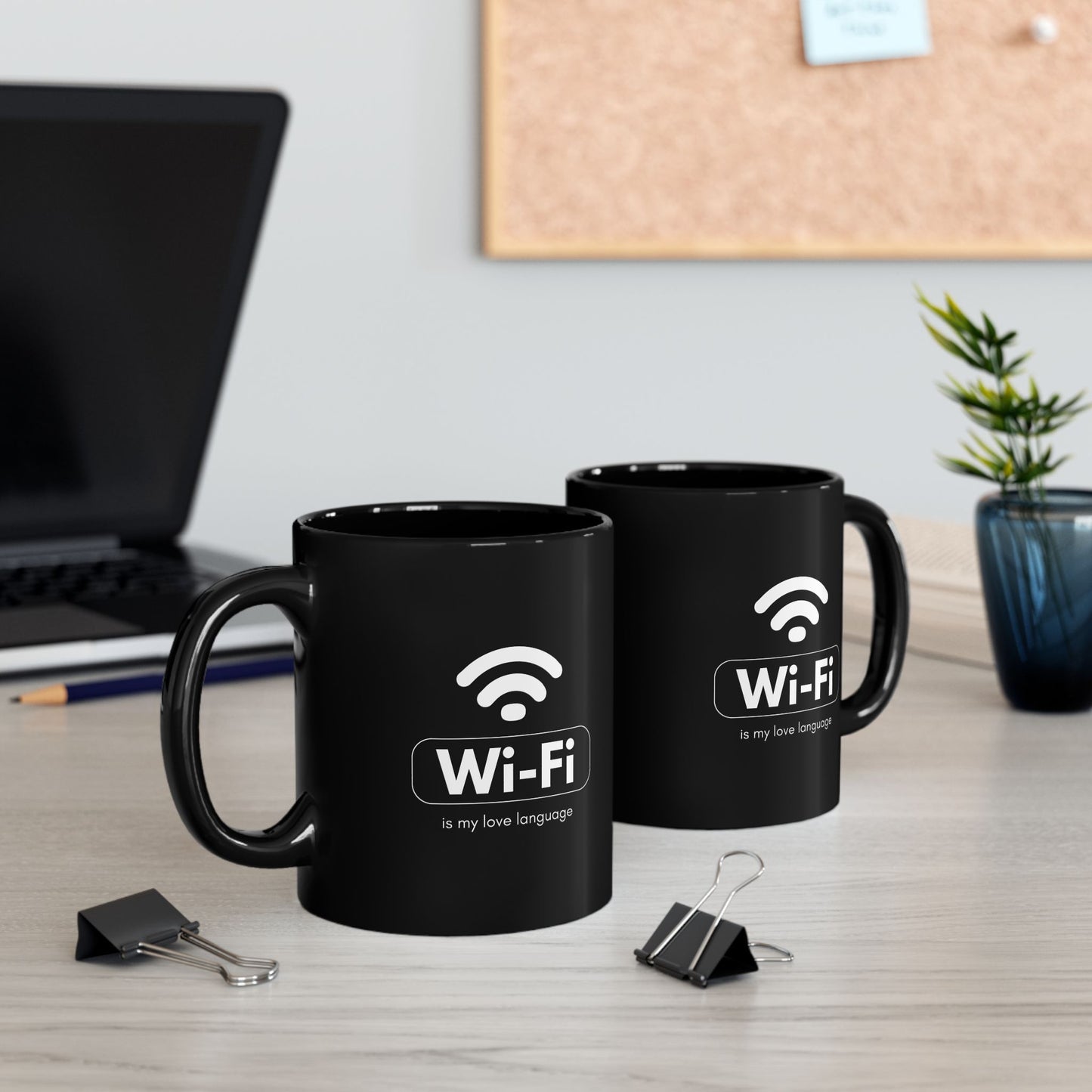 Wi-Fi Love Language Mug | Black Coffee Cup for Tech Lovers, Gift for Her, Him, Birthday, Programmer, Valentine's Day