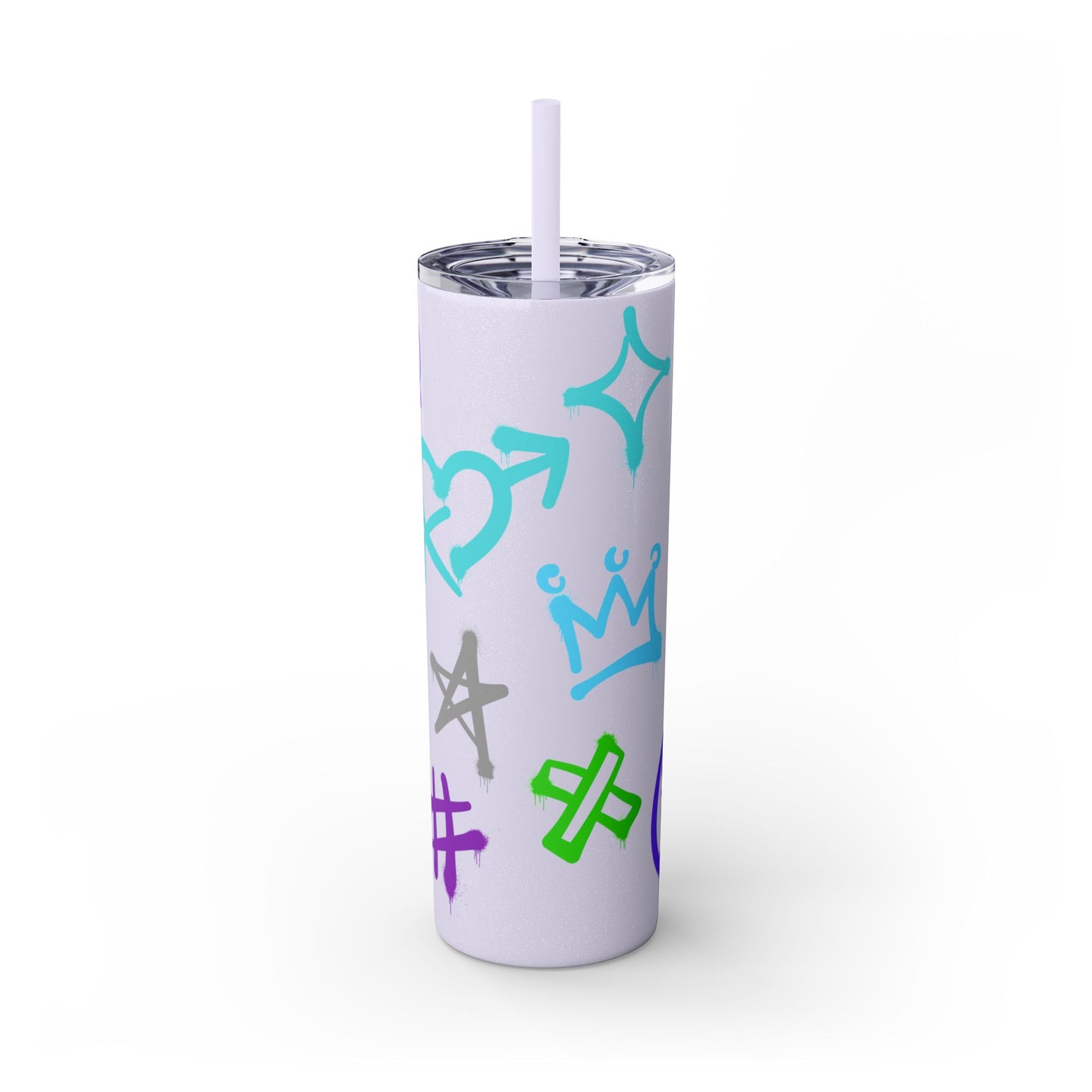Trendy Skinny Tumbler with Straw, 20oz | Unique Graffiti Style Drinkware for Teens, Gifts, Parties, and Everyday Use