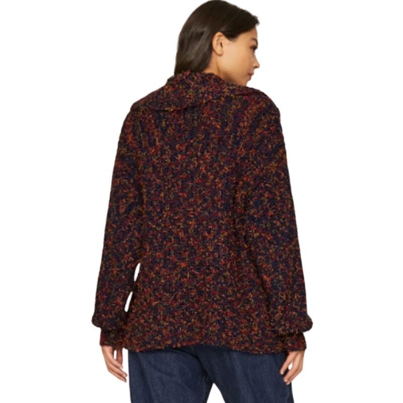 525 America Womens XL Blue Long Sleeve Half Button Shaggy Pullover Knit Sweater