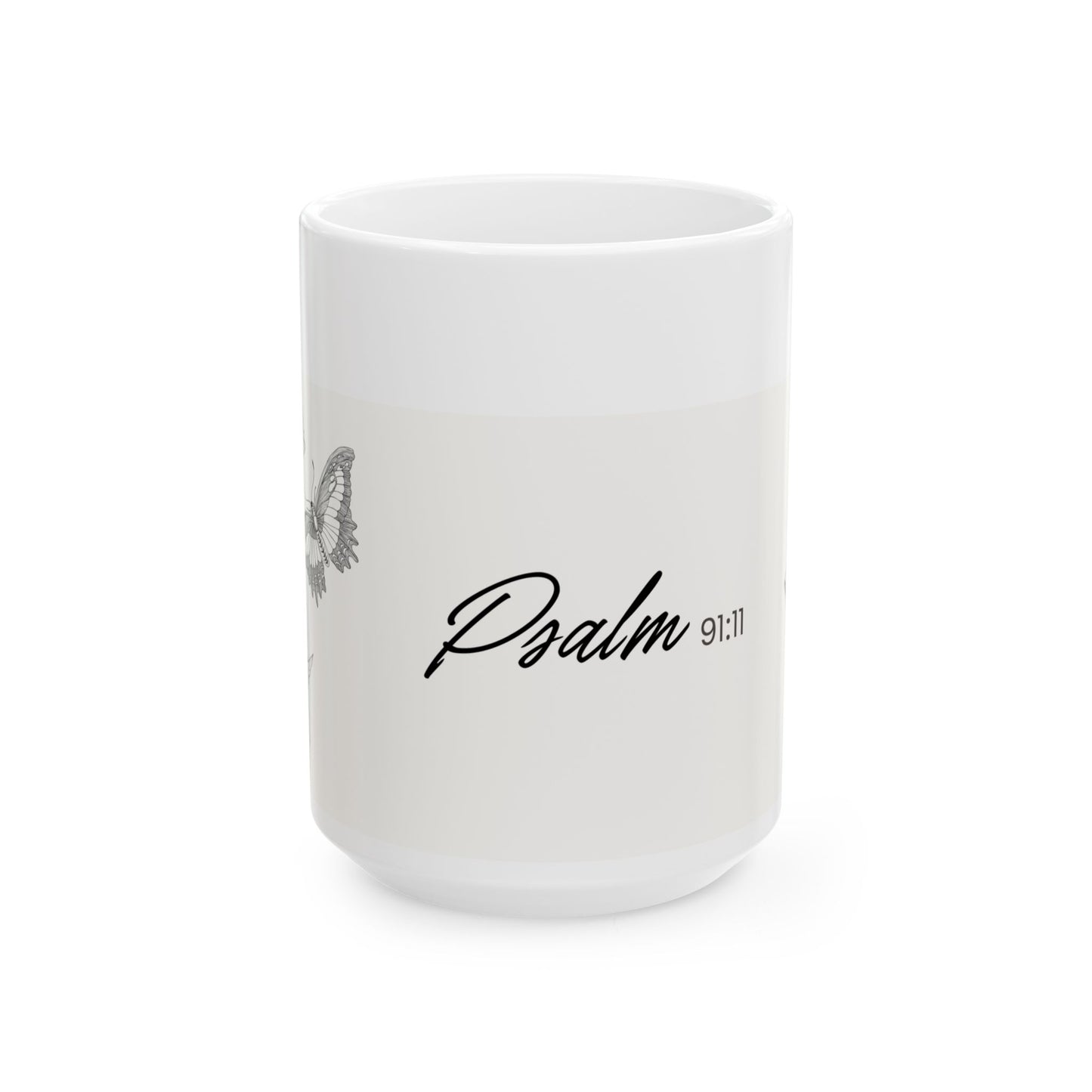 Inspirational Ceramic Mug with Psalm 91:11 Design, Gift for Friends, Home Decor, Tea & Coffee Lovers, Inspirational Quote