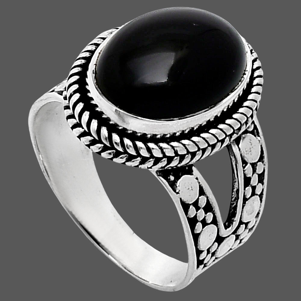 Premium Quality Natural Black Onyx Ring size-7 R-1732 23-ER10325-2