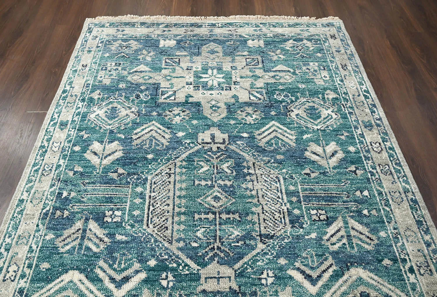 Multi Size Turquoise, Gray Hand Knotted Arts & Crafts 100% Wool Turkish Oushak Traditional Oriental Area Rug-4