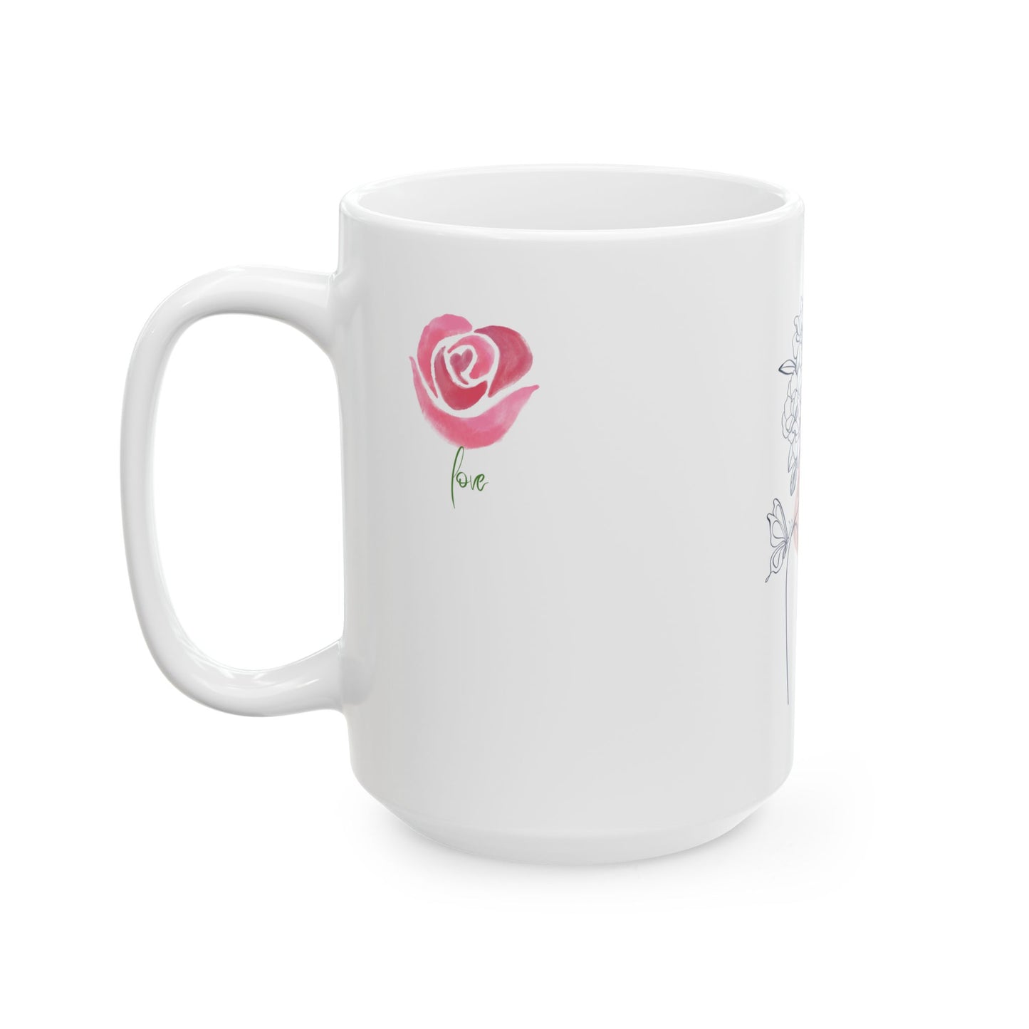 Floral Butterfly Woman Art Love Ceramic Mug - Boho Gift, Coffee Mug, Tea Lover Gift, Home Decor, Self-Care, Inspirational Quote