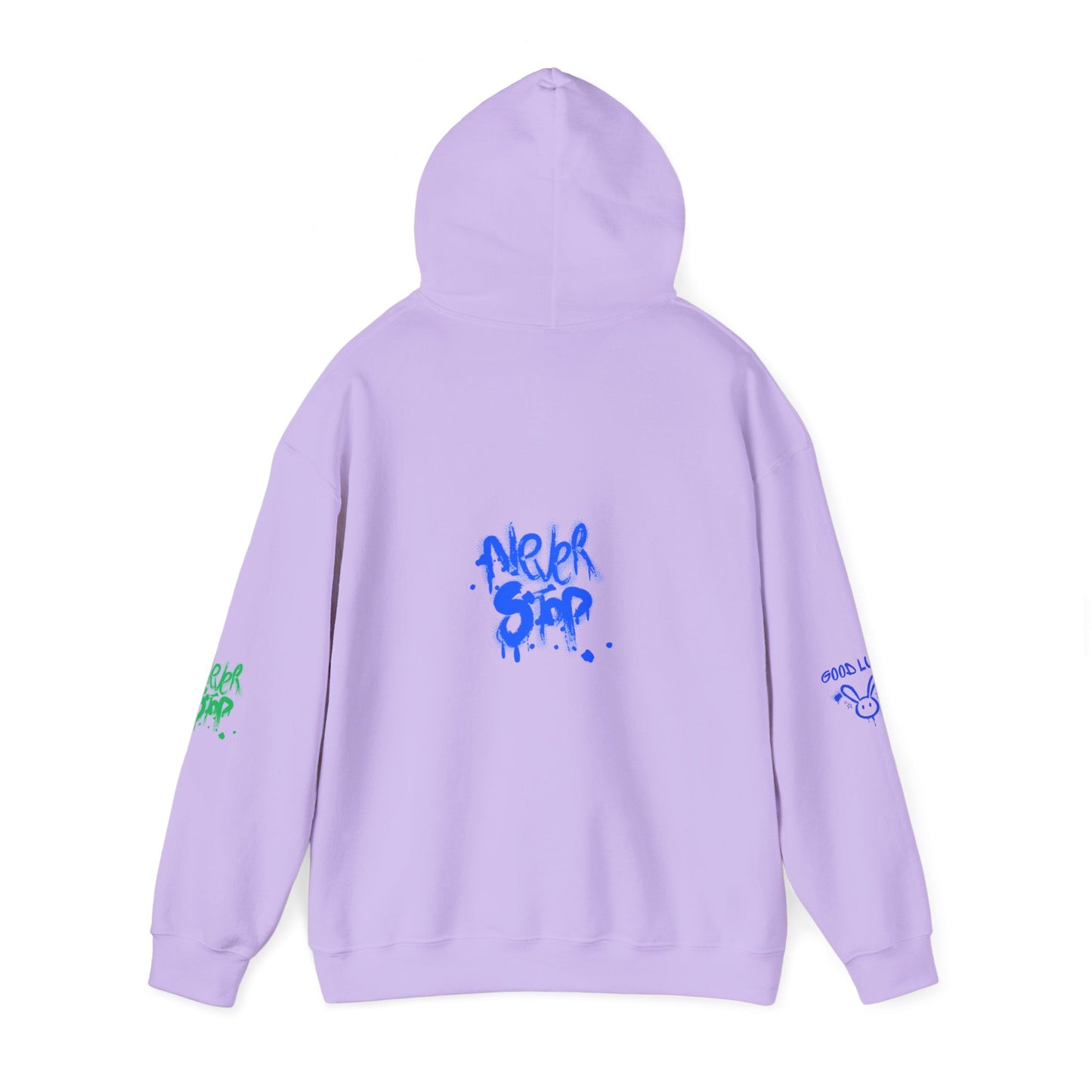 Good Luck Never Stop Unisex Heavy Blend Hooded Sweatshirt | Lucky Easter Bunny Design