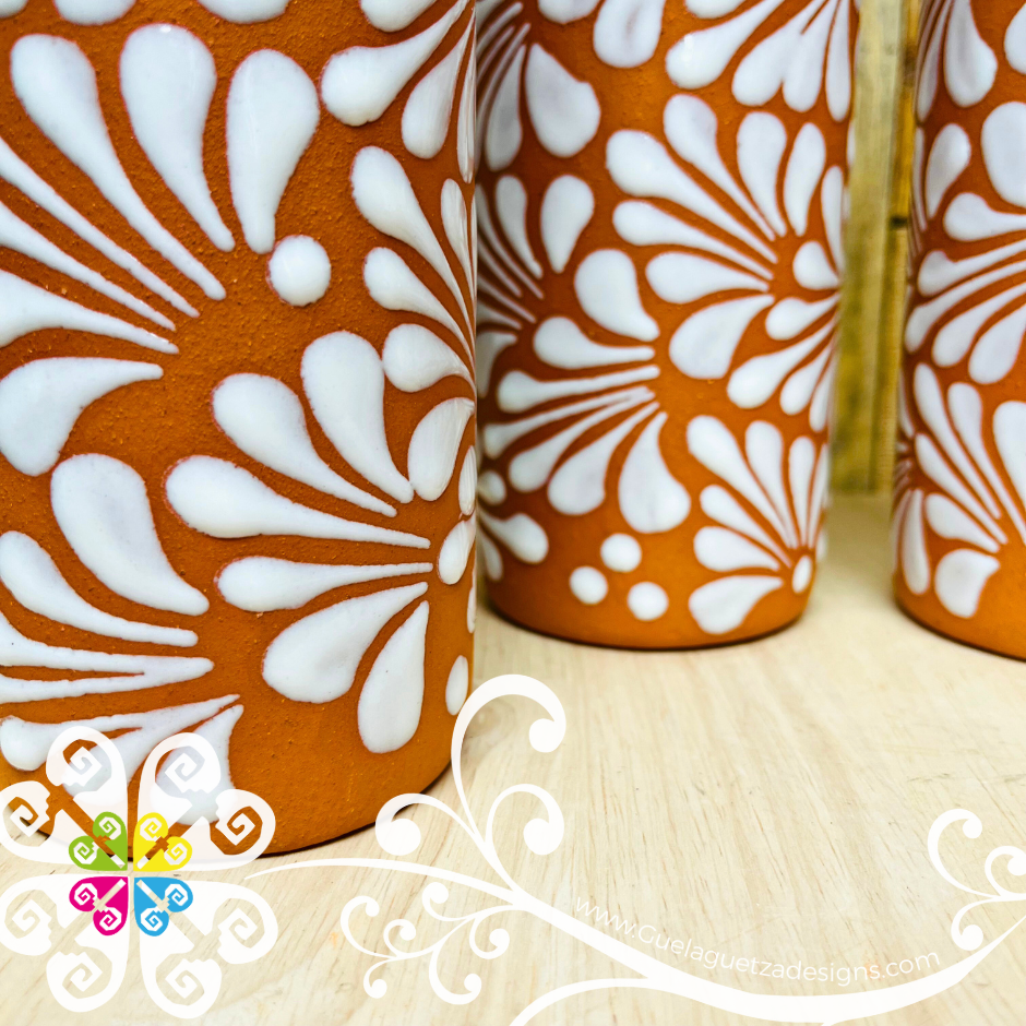 Set of 4 Natural/White Espiga Cilindro Tall Cup - Set Clay Cup