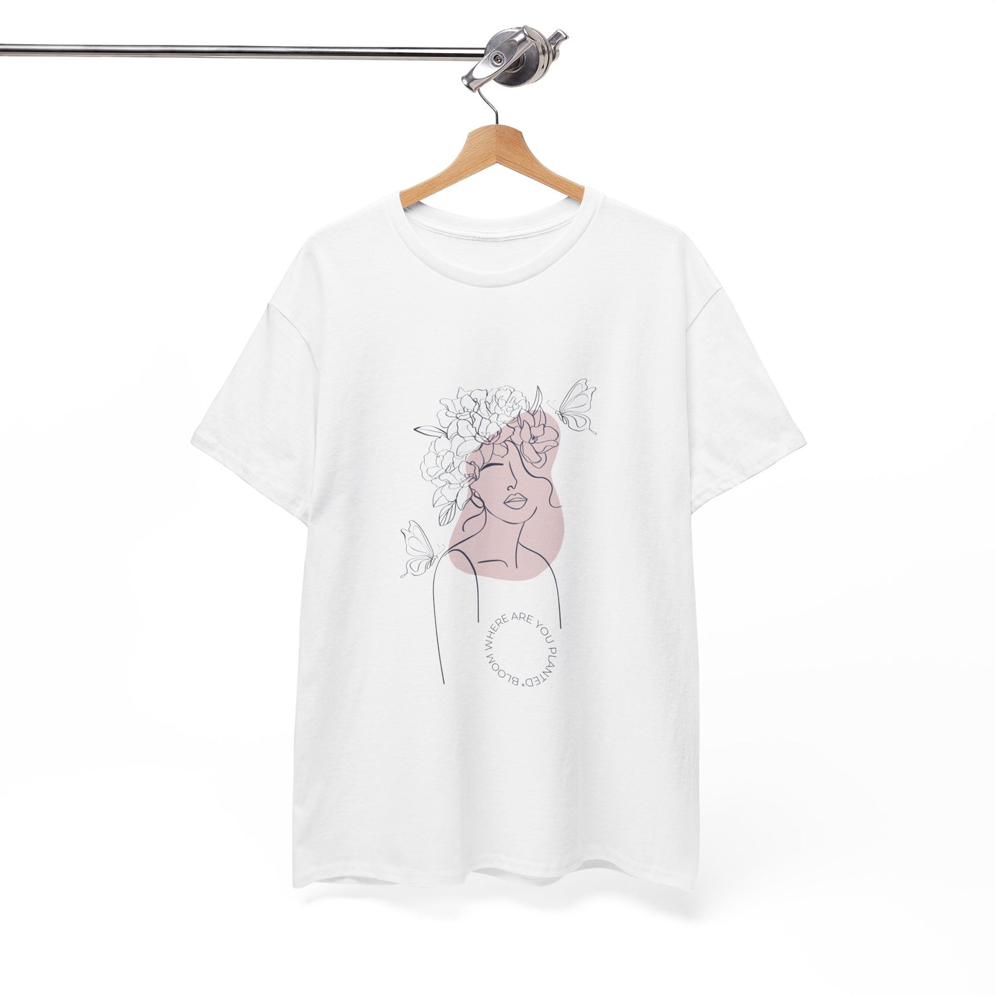 Bloom Where You Are Planted Chic Inspirational Quote Tee, Inspirational Cotton T-Shirt, Casual Graphic Tee, Vintage Style Unisex Shirt, Gift for Her
