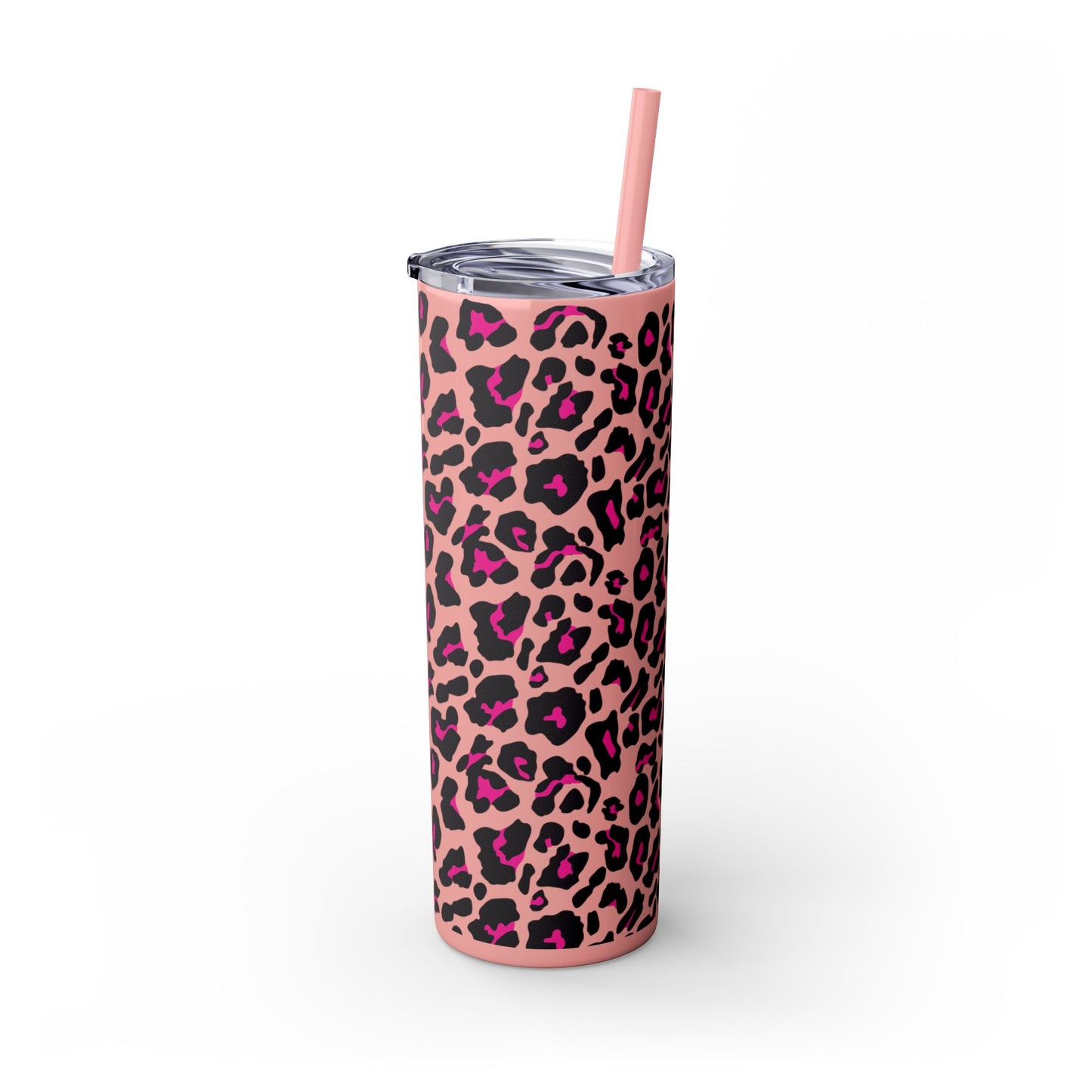 Trendy Leopard Print Skinny Tumbler, 20oz | Stylish Drinkware for Home, Office, Gifts, Reusable Straw, Animal Print