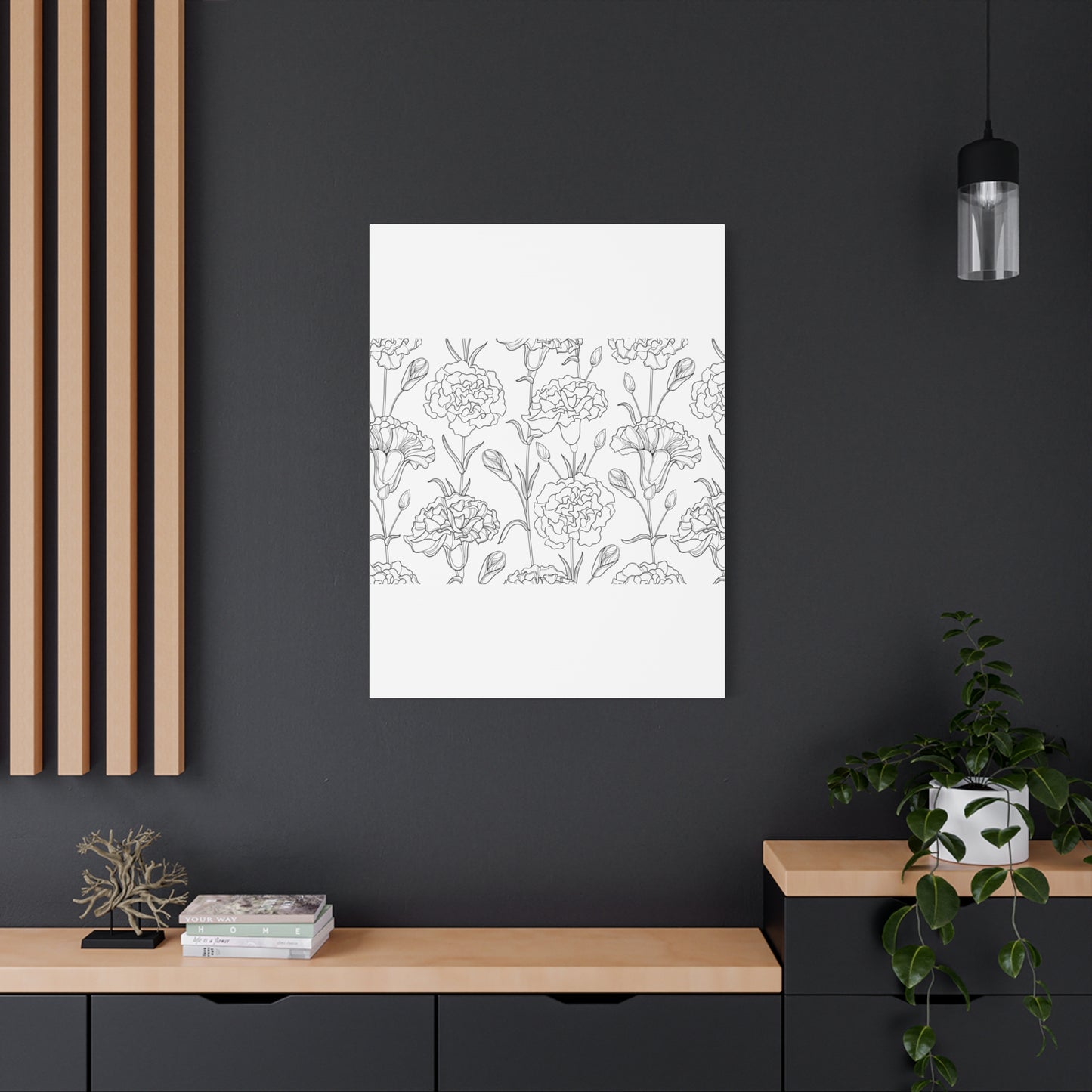 Floral Canvas Art, Stretched Wall Decor, Home Gift, Botanical Print, Modern Design, Matte Finish