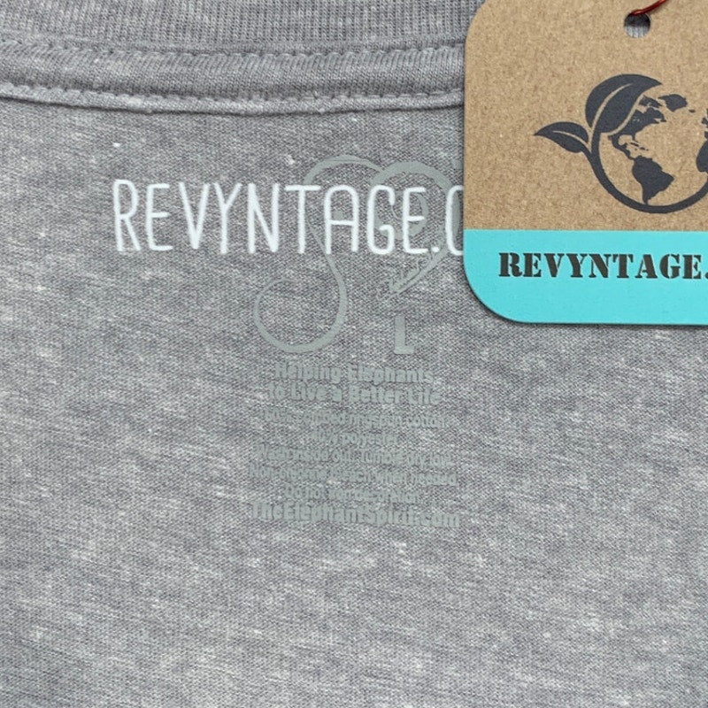 New Hand Printed Large Heathered Gray Floral Wrap Around Short Sleeve Tee Shirt
