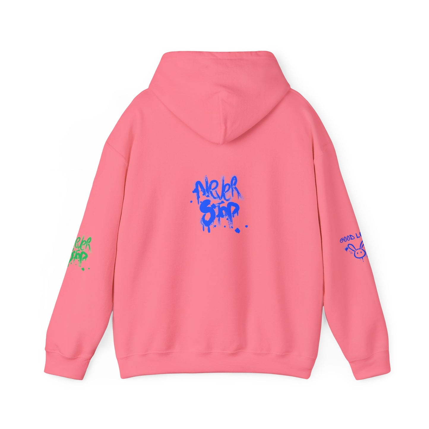 Good Luck Never Stop Unisex Heavy Blend Hooded Sweatshirt | Lucky Easter Bunny Design