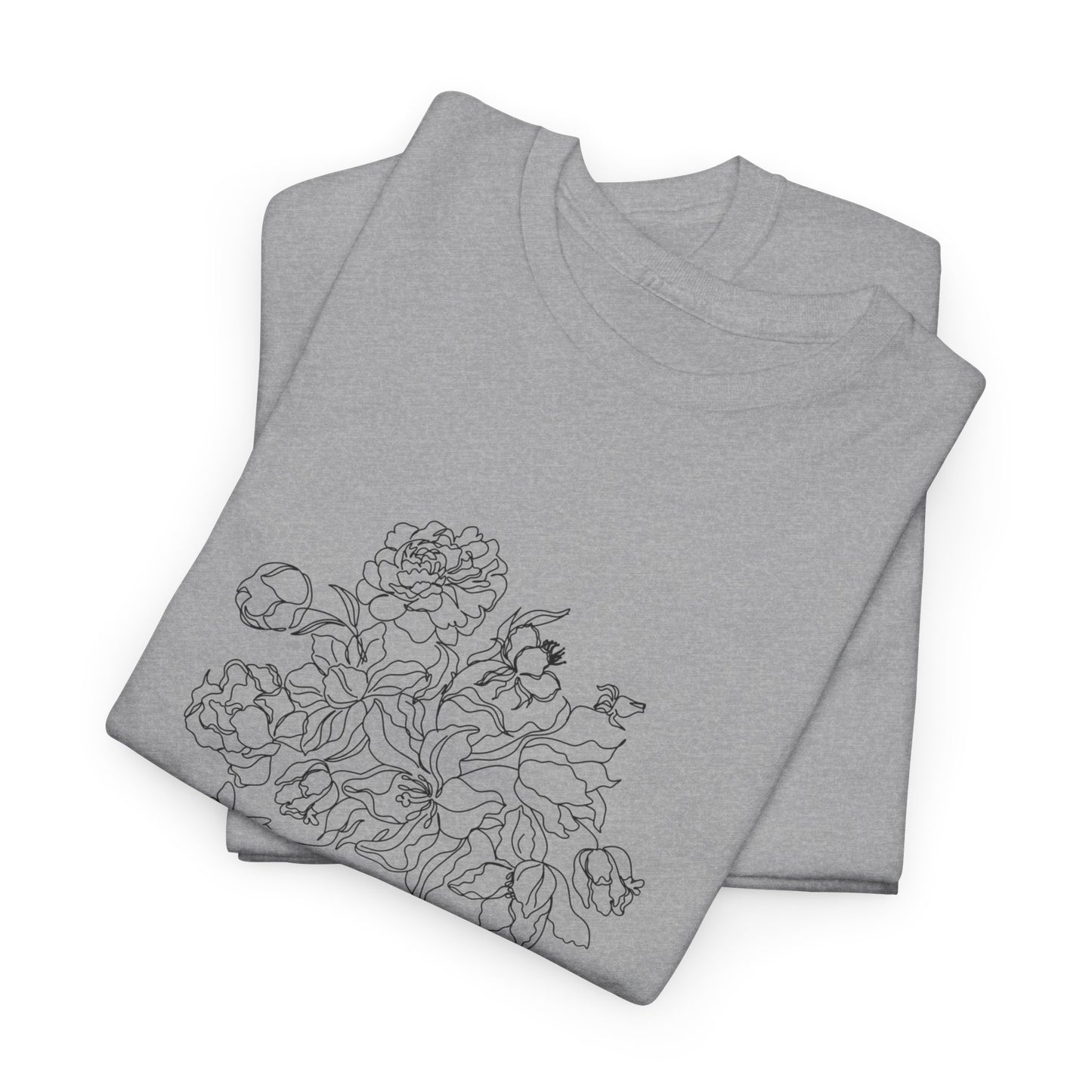 SHE Floral Love Unisex Heavy Cotton Tee, Casual T-Shirt, Gift for Her, Summer Fashion, Relaxed Fit Tee