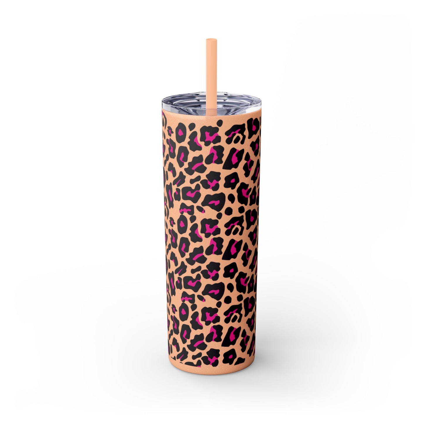 Trendy Leopard Print Skinny Tumbler, 20oz | Stylish Drinkware for Home, Office, Gifts, Reusable Straw, Animal Print