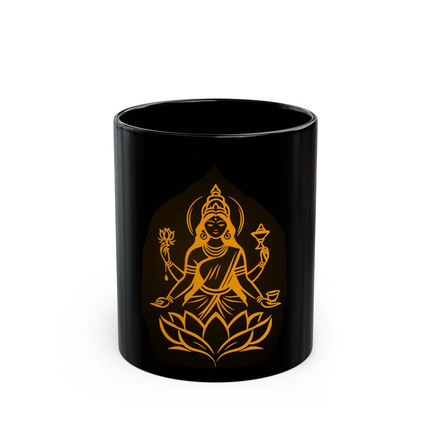Elegant Black Mug with Goddess Design, Spiritual Coffee Cup, Meditation Tea Mug, Unique Gift for Yogis, Home Decor