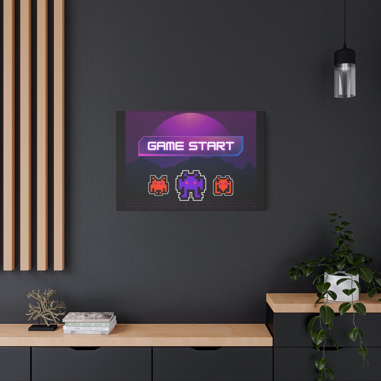 Retro Game Start Canvas Art Print | 80s Gaming Wall Decor, Gamer Gift, Pixel Art, Nostalgic Artwork, Home Decor