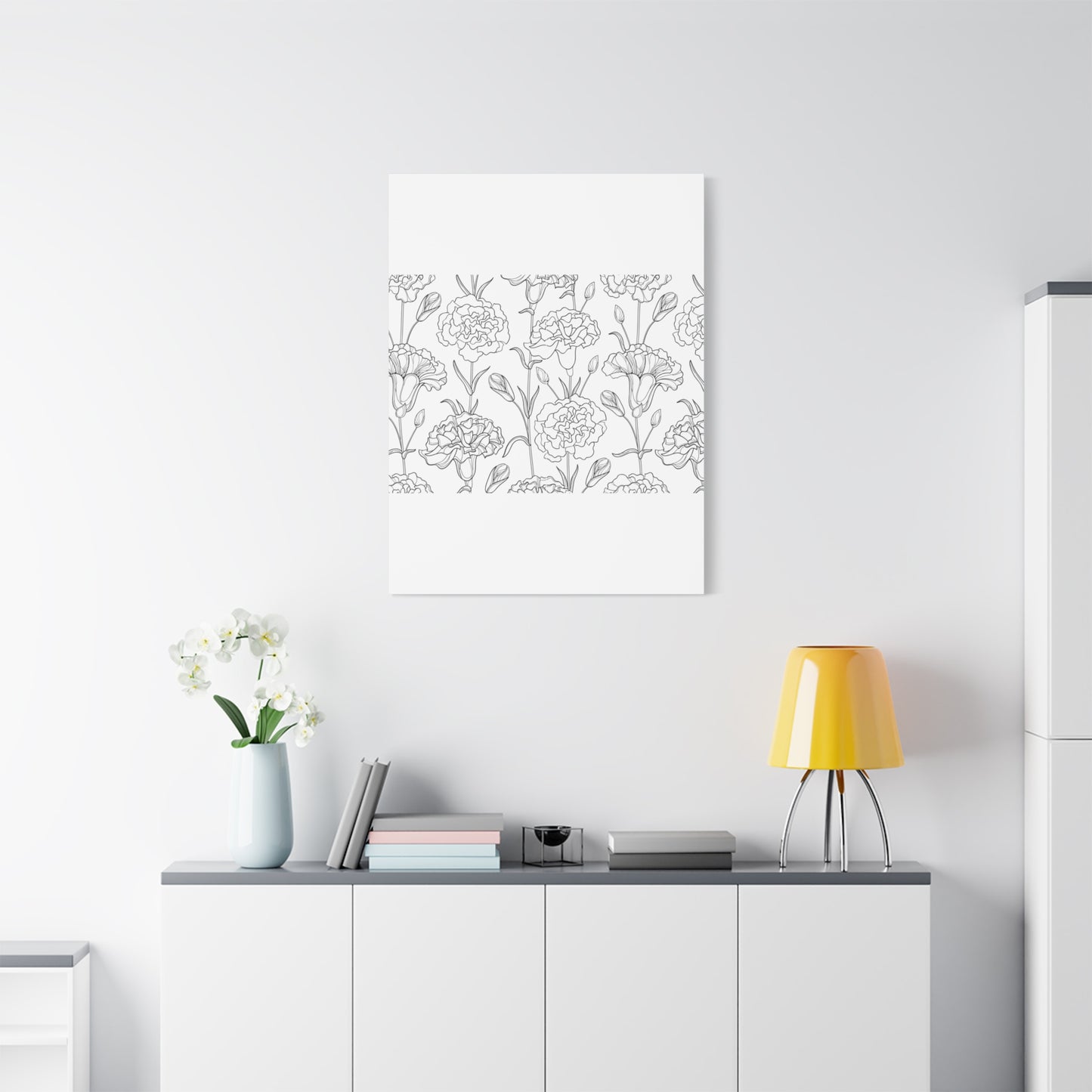 Floral Canvas Art, Stretched Wall Decor, Home Gift, Botanical Print, Modern Design, Matte Finish
