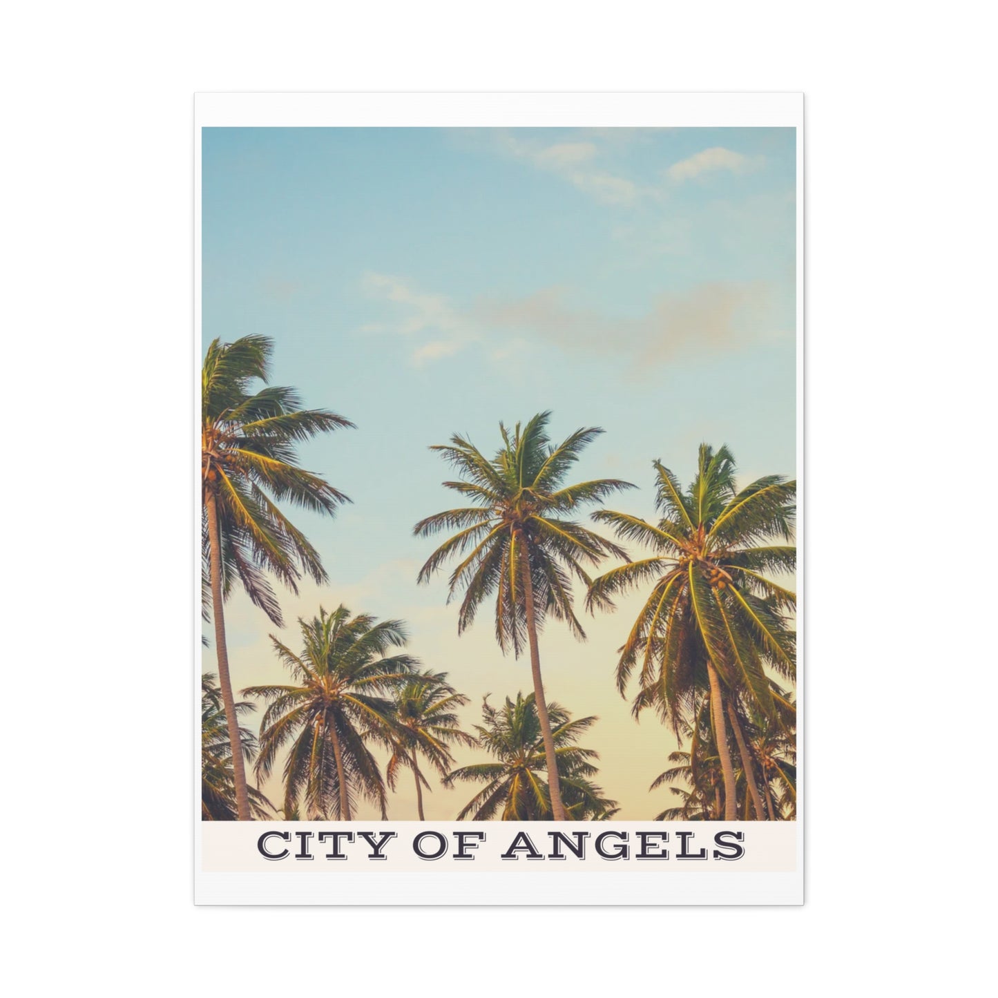 Tropical Palm Tree Canvas Print, City of Angeles Tropical Wall Art, Los Angeles Beach Decor, California Nature Photography, Home Decoration, Gift for Beach Lovers
