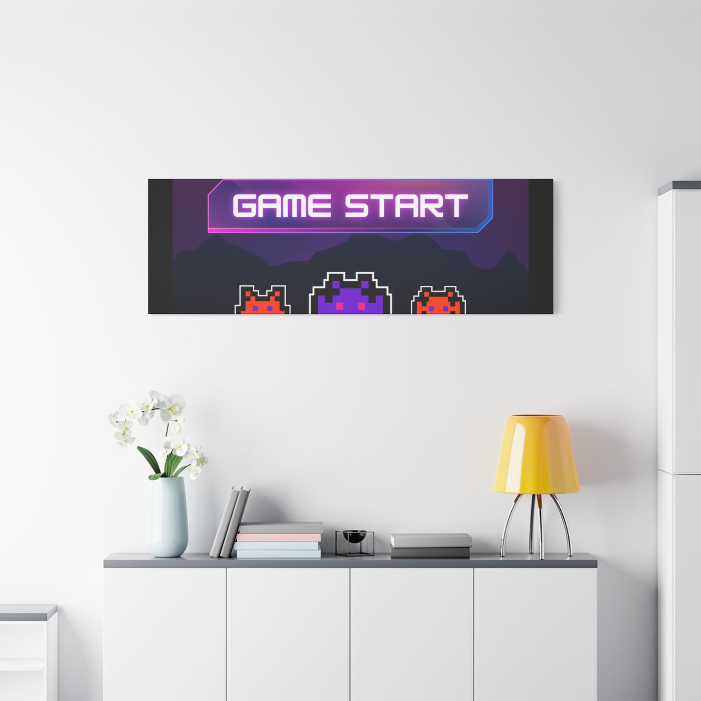 Retro Game Start Canvas Art Print | 80s Gaming Wall Decor, Gamer Gift, Pixel Art, Nostalgic Artwork, Home Decor