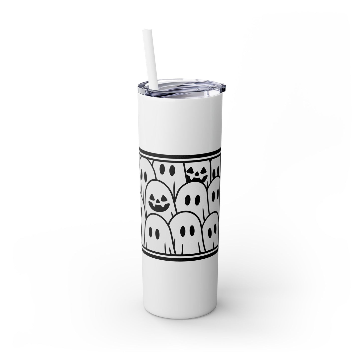 Halloween Ghost Tumbler, 20oz Skinny Tumbler with Straw, Cute Fall Drinkware, Spooky Gifts for Kids, Ghost Lovers, Cozy Decor