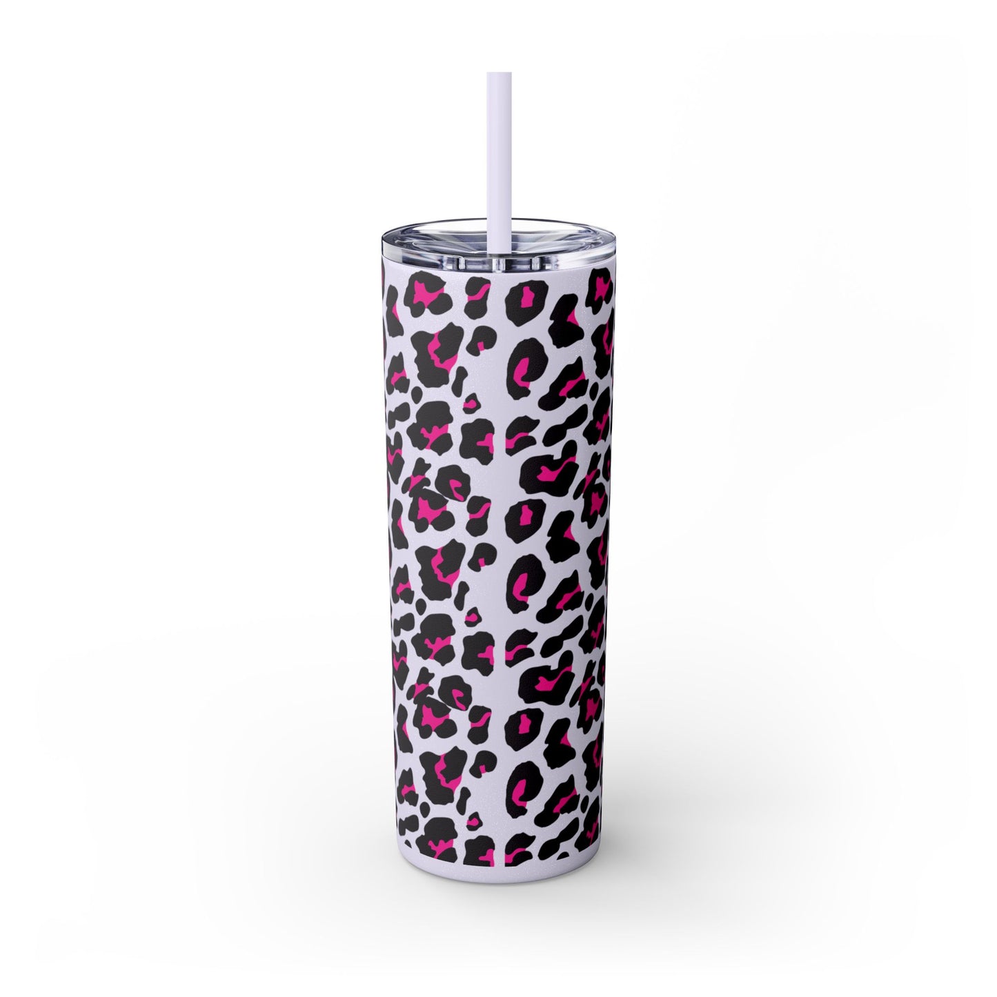 Trendy Leopard Print Skinny Tumbler, 20oz | Stylish Drinkware for Home, Office, Gifts, Reusable Straw, Animal Print