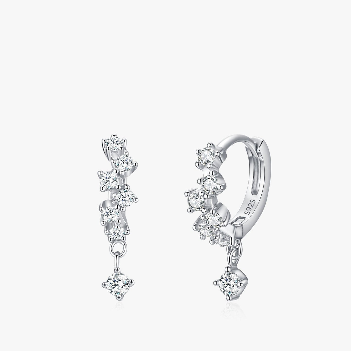 S925 Sterling Silver Geometric Irregular Sparkling Diamond Earrings For Women