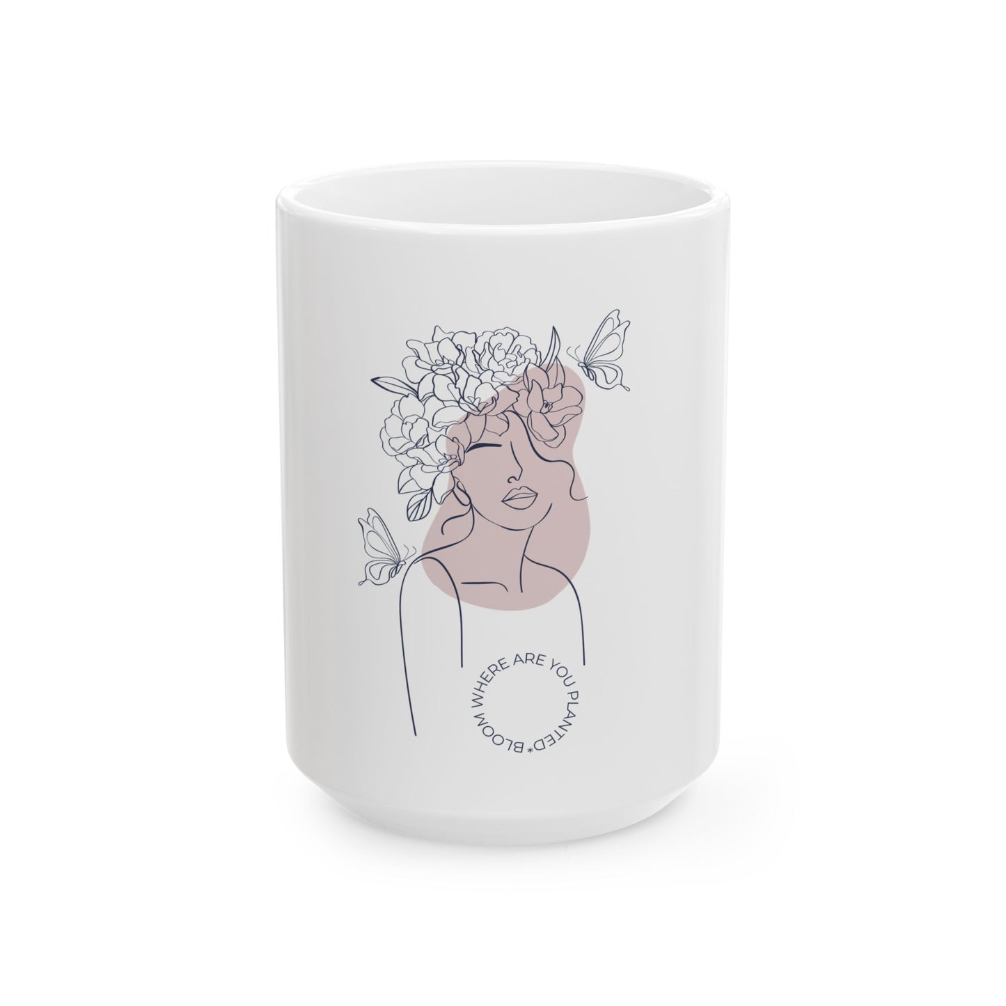 Floral Butterfly Woman Art Love Ceramic Mug - Boho Gift, Coffee Mug, Tea Lover Gift, Home Decor, Self-Care, Inspirational Quote