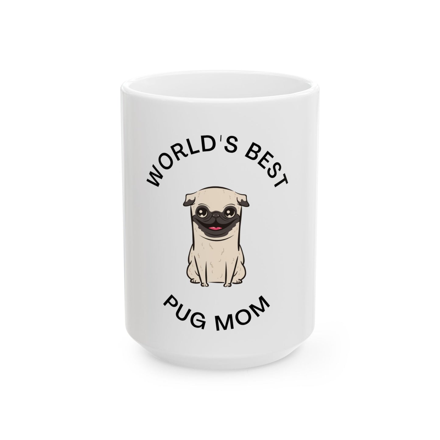 World's Best Pug Mom Mug, Funny Ceramic Coffee Cup, Pet Lover Gift, Dog Mom Present, Cute Pug Merchandise, Gift for Dog Lovers