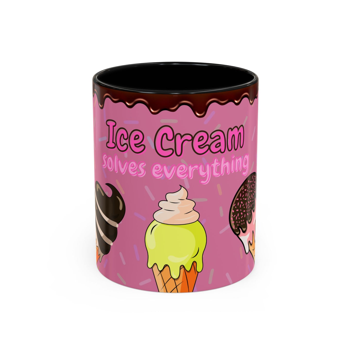 Ice Cream Solves Everything Coffee Mug - Fun Beverage Cup for Ice Cream Lovers, Gift for Holidays, Birthday, Summer