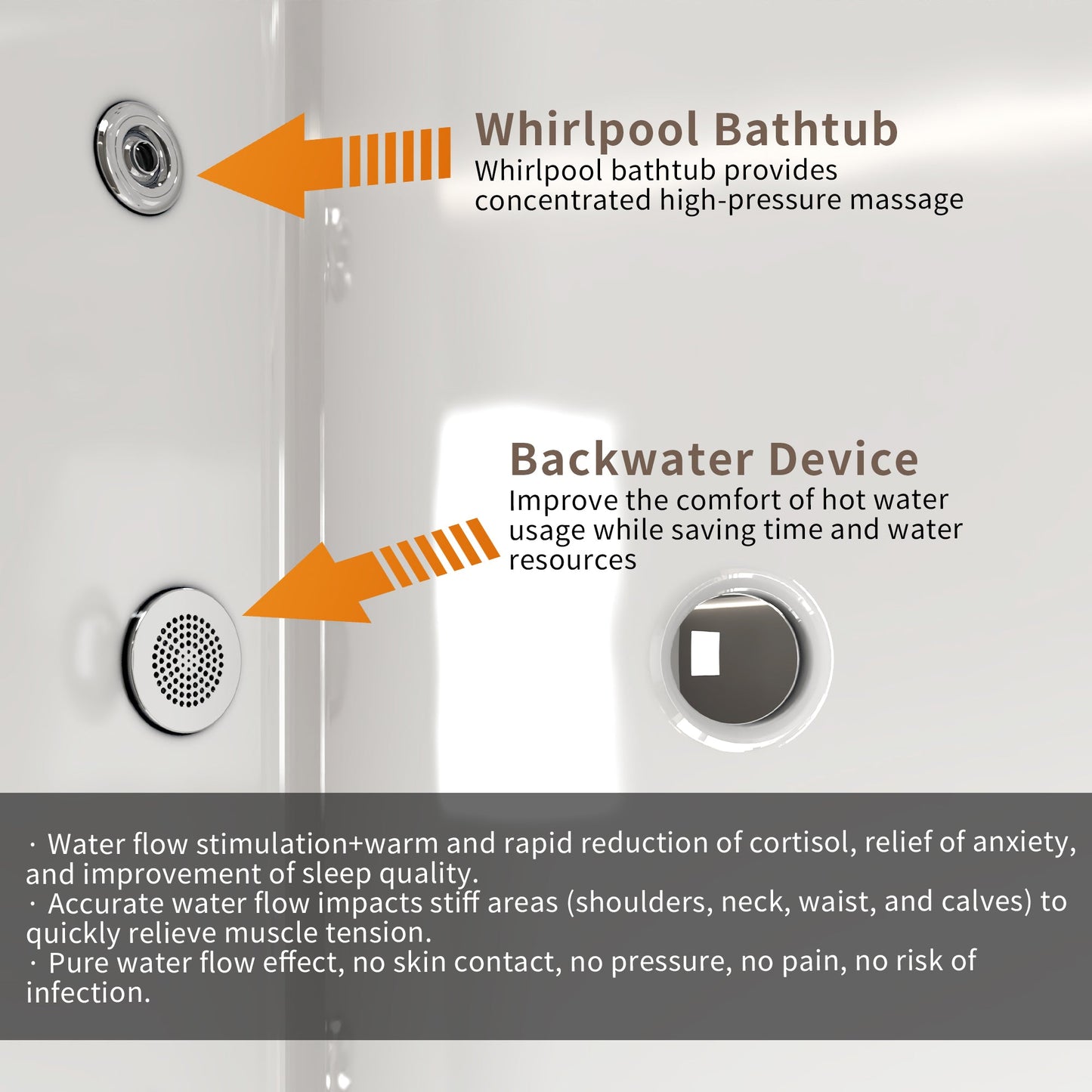 67" Rectangle Linear Acrylic Massage Whirlpool Bathtub