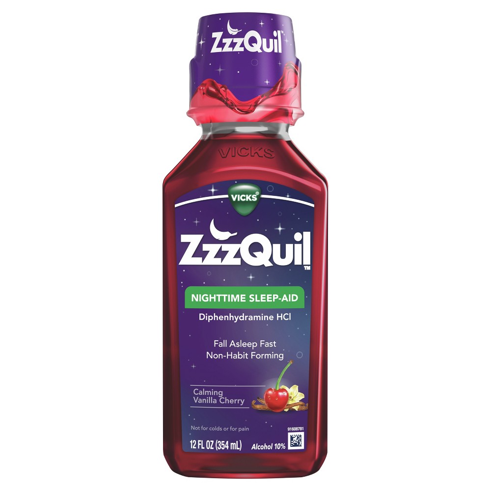 Vick's ZzzQuil Nighttime Calming Vanilla Cherry Sleep-AidL 12 Fl Oz
