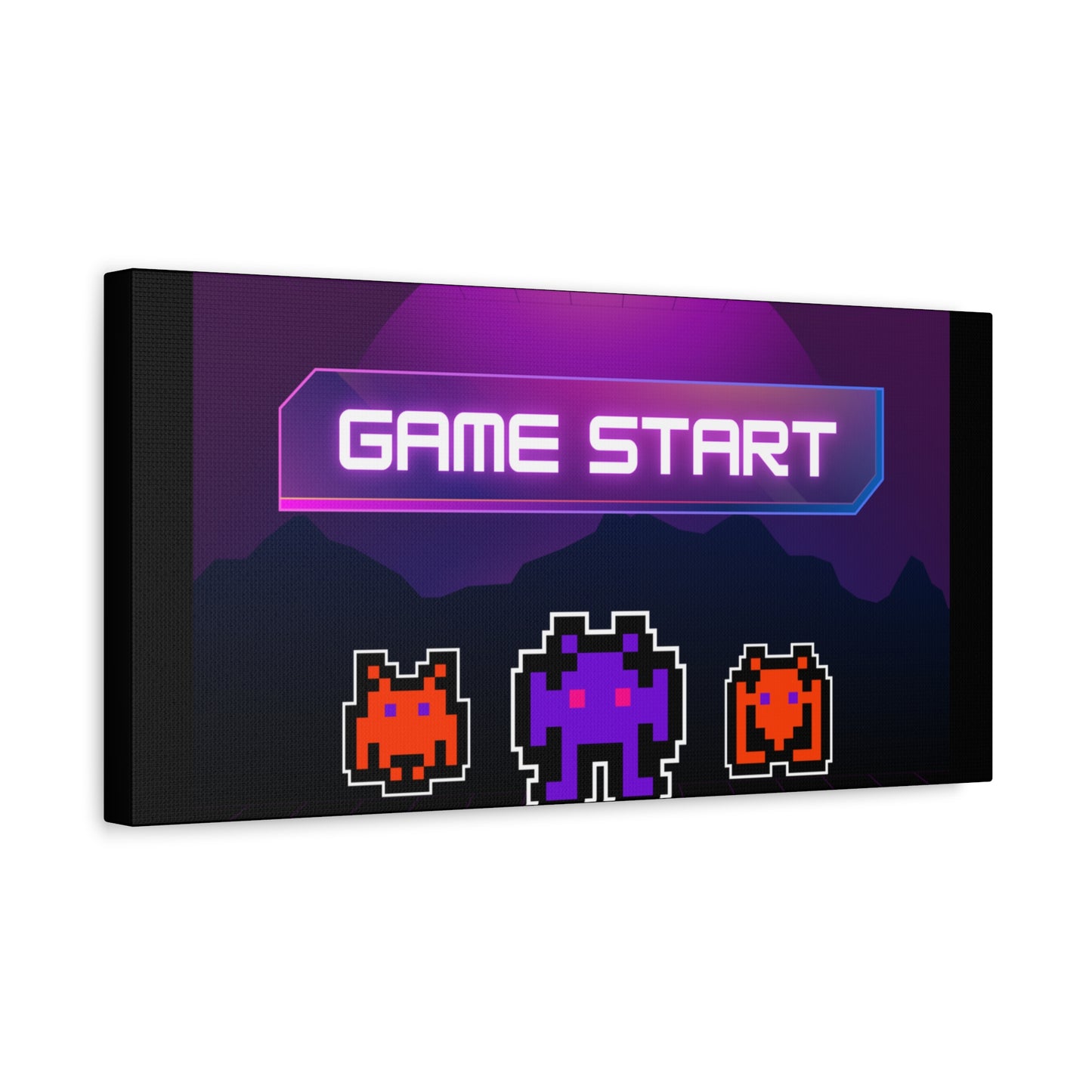 Retro Game Start Canvas Art Print | 80s Gaming Wall Decor, Gamer Gift, Pixel Art, Nostalgic Artwork, Home Decor