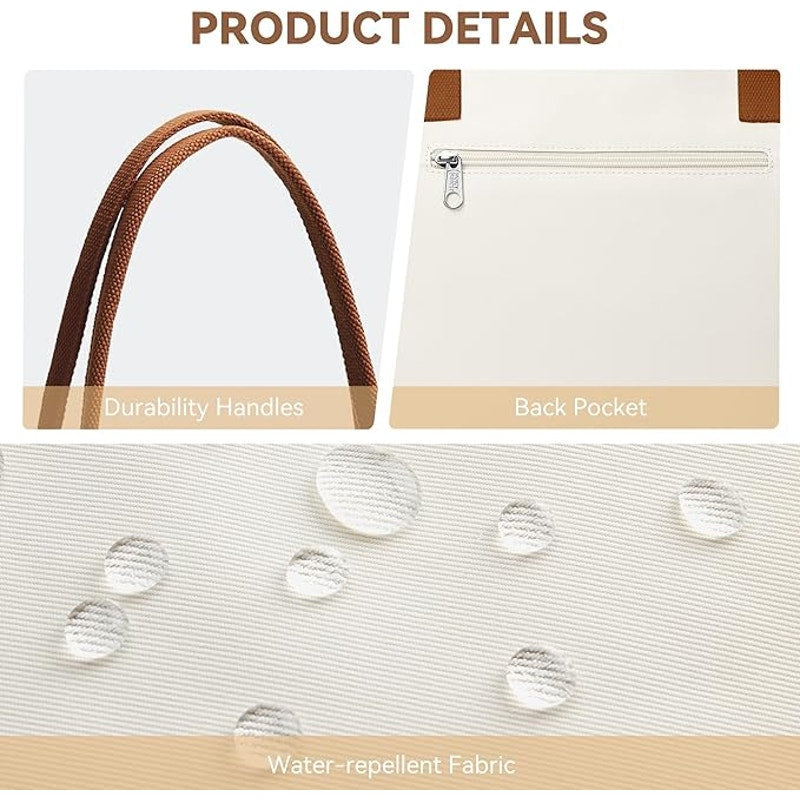 NWT New Kalidi Womens Beige Zipper Close Magnet Latch Tote Bag Handbag Purse