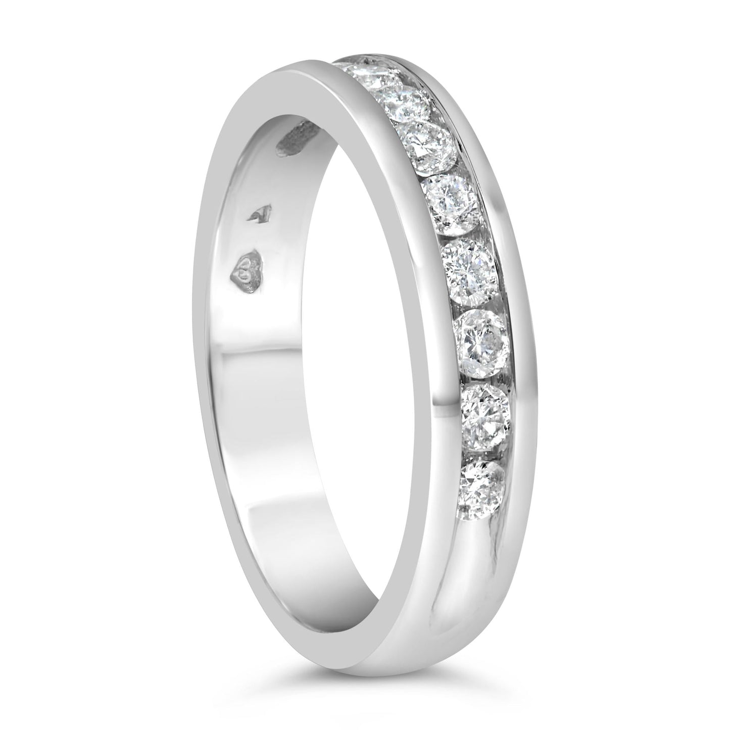 IGI Certified 1/2 Cttw Round Brilliant Cut Diamond 18K White Gold Channel Set Eternity Style Wedding Band Ring (H-I Color, I1-I2 Clarity)-4