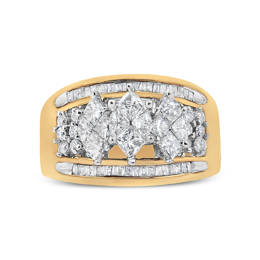 10K Yellow and White Gold 1 1/2 Cttw Pear Shaped 3 Stone Style Diamond Ring Band (H-I Color, SI1-SI2 Clarity)-4
