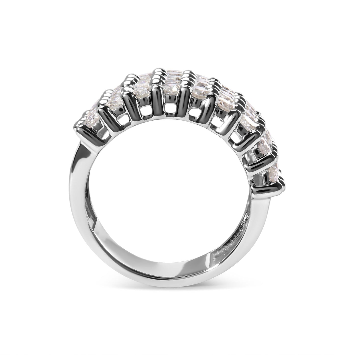 14k White Gold 4.0 Cttw Diamond 5 Row Ring Band (I-J Color, I1-I2 Clarity)-4