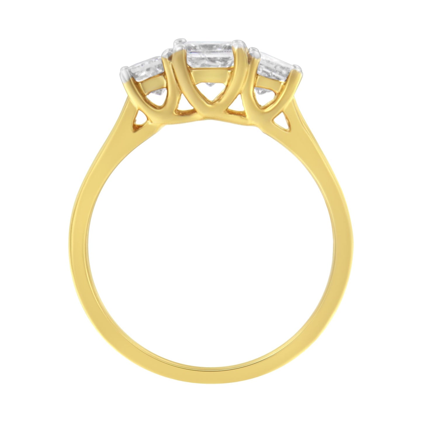 10K Yellow Gold Princess-Cut Diamond Three Stone Band Ring (1 Cttw, J-K Color, I1-I2 Clarity)-4
