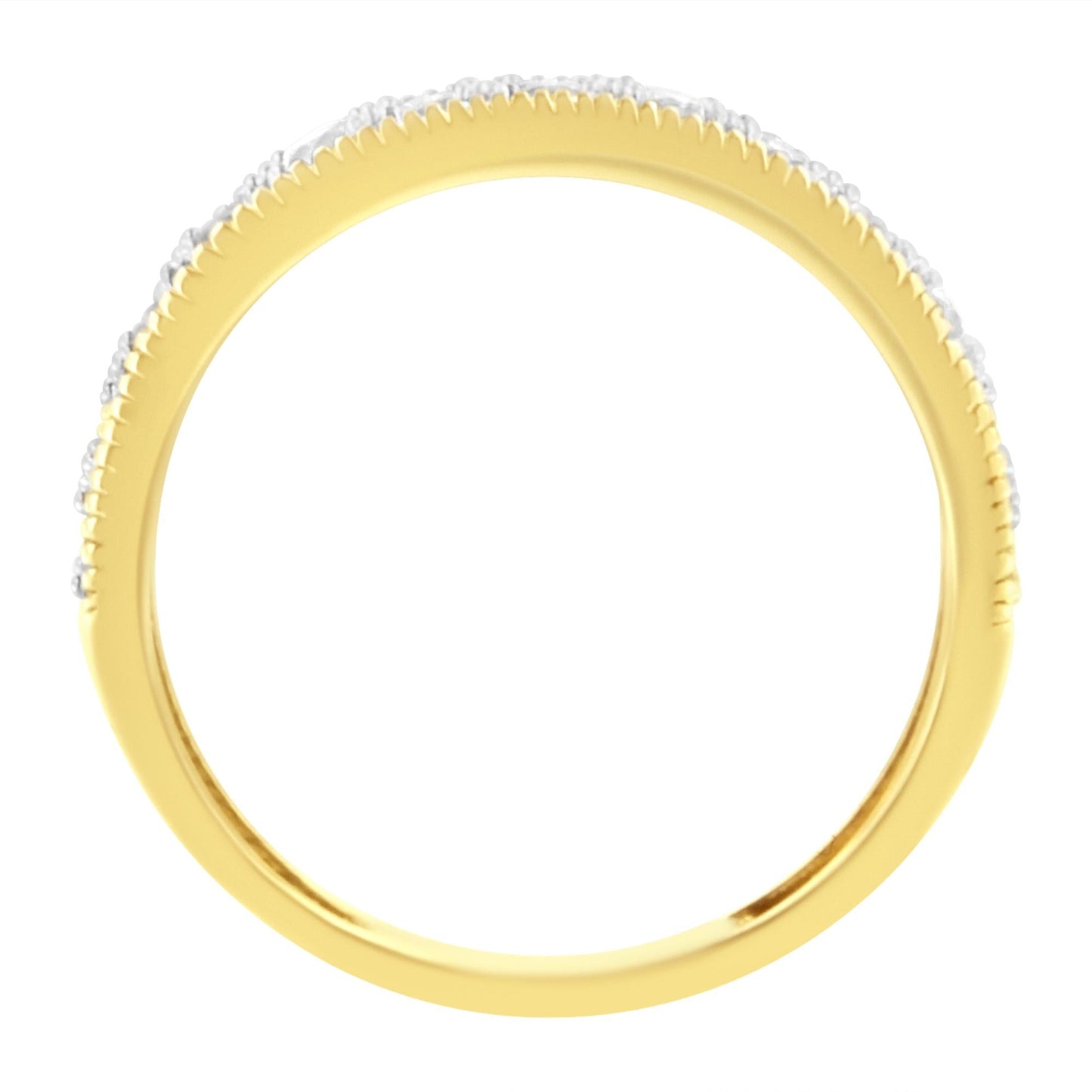IGI Certified 1/2 Cttw Diamond 10K Yellow Gold Prong Set Beaded Milgrain Band Style Ring (J-K Color, I2-I3 Clarity)-4