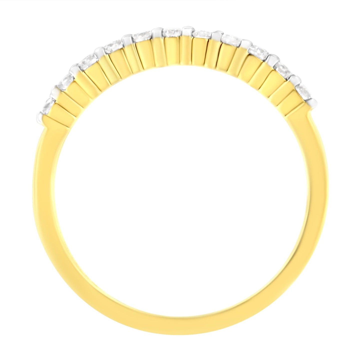 IGI Certified 1/4 Cttw Diamond 10K Yellow Gold Prong Set Fluted Band Style Ring (I-J Color, I2-I3 Clarity)-4